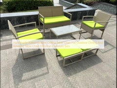 เก้าอี้โต๊ะกาแฟผสมผงราตตาน ทําด้วยมือ สําหรับอาหารกลางแจ้ง และนั่งผ่อนคลาย เก้าอี้โต๊ะ ชุดเฟอร์นิเจอร์ออสโตมัน